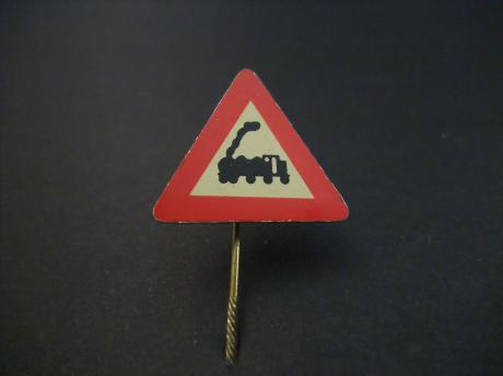 Nadering spoorwegovergang ( verkeersbord) leuk voor spoorbaan, modelbouw